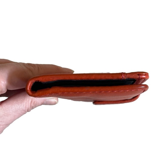 Fossil Orange Cowhide Leather Wallet Bifold Credit Card Zip Compartment Coins - Picture 5 of 15